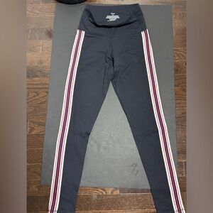 Aritzia Black Leggings with Striped Detail